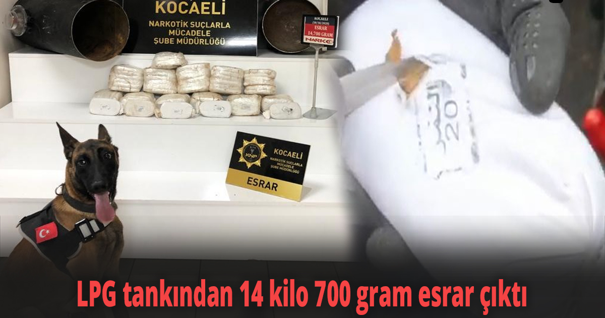 Kocaeli TEM’de durdurulan aracın LPG tankından 14 kilo 700 gram esrar çıktı