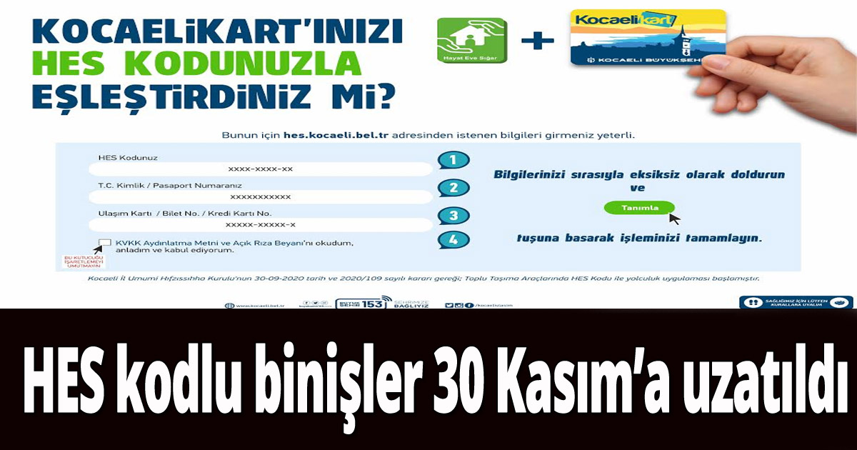 HES kodlu binişler 30 Kasım’a uzatıldı