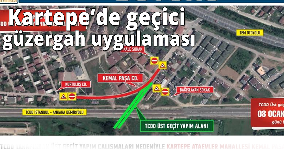  Kartepe’de geçici güzergah uygulaması