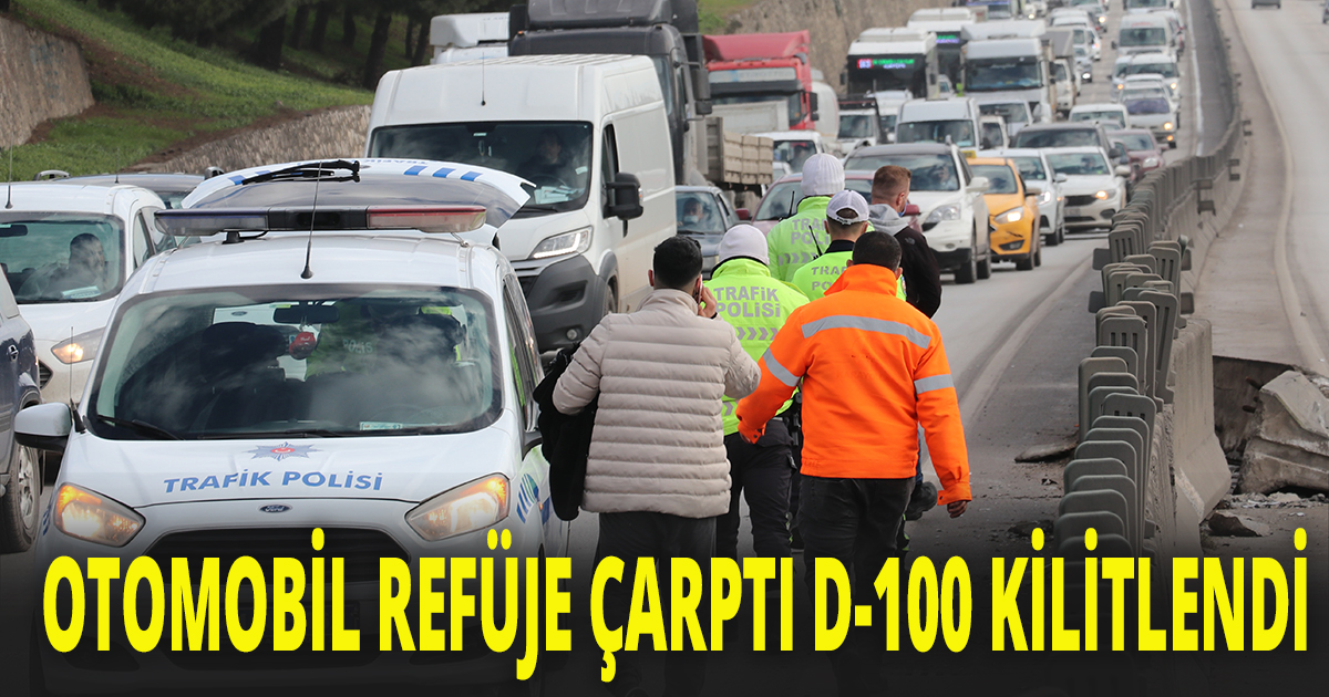 Otoobil refüje çarptı