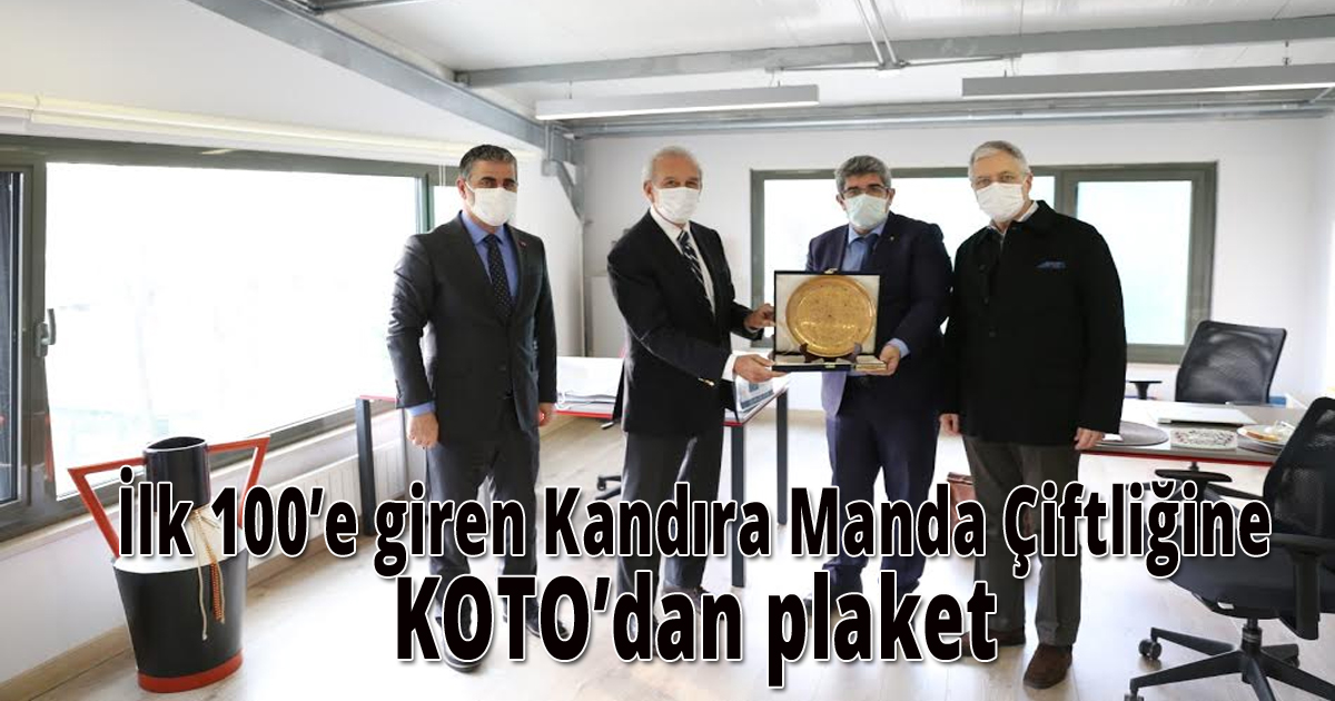 İlk 100’e giren Kandıra Manda Çiftliğine Kocaeli Ticaret Odasından plaket