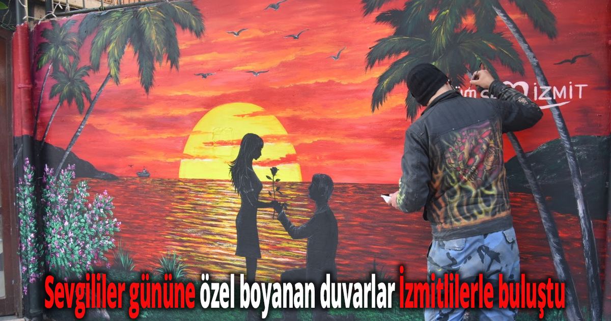 Sevgililer gününe özel boyanan duvarlar İzmitlilerle buluştu