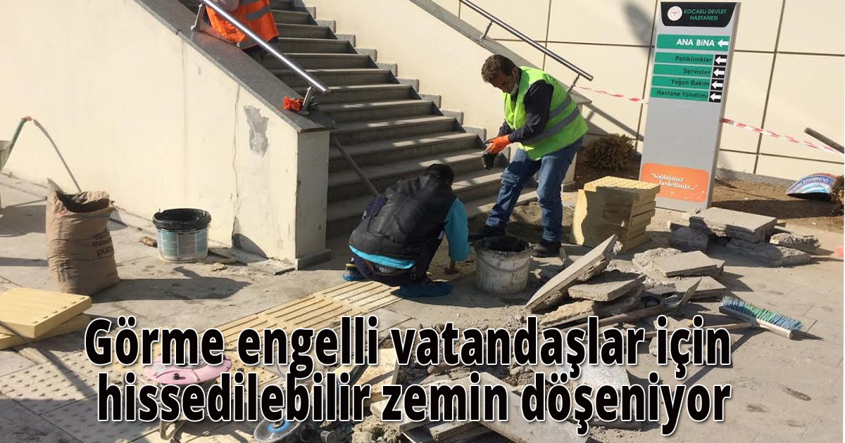 Görme engelli vatandaşlar için hissedilebilir zemin döşeniyor