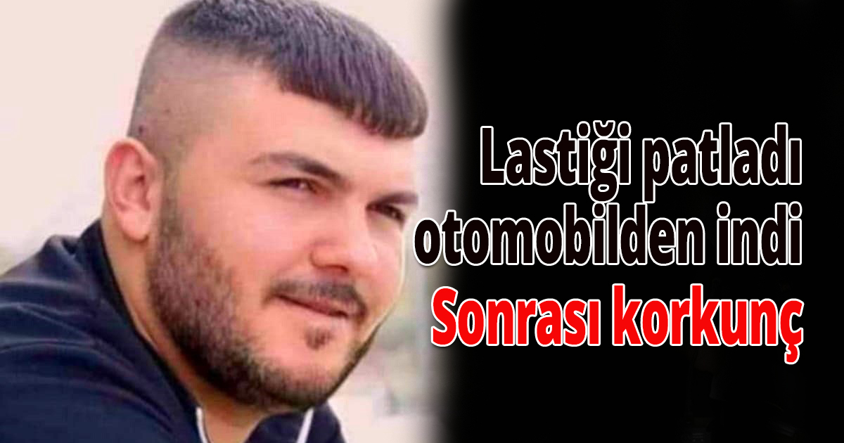 Lastiği patladı otomobilden indi