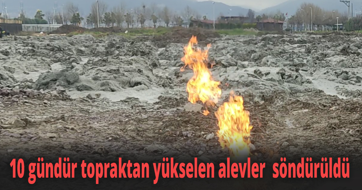 Fabrika inşaatında sondaj yapılan alandan alevler yükseldi