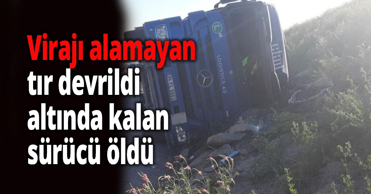 Kuzey Marmara Otoyolu’nda virajı alamayan tır devrildi