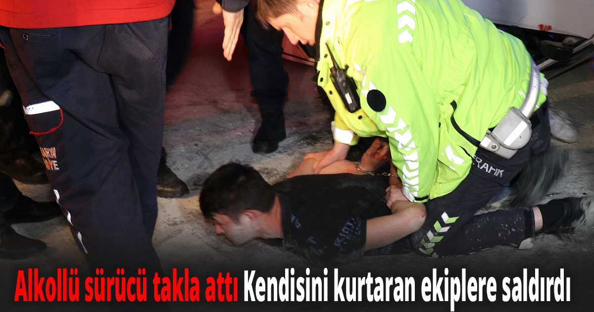 Alkollü sürücü takla attı