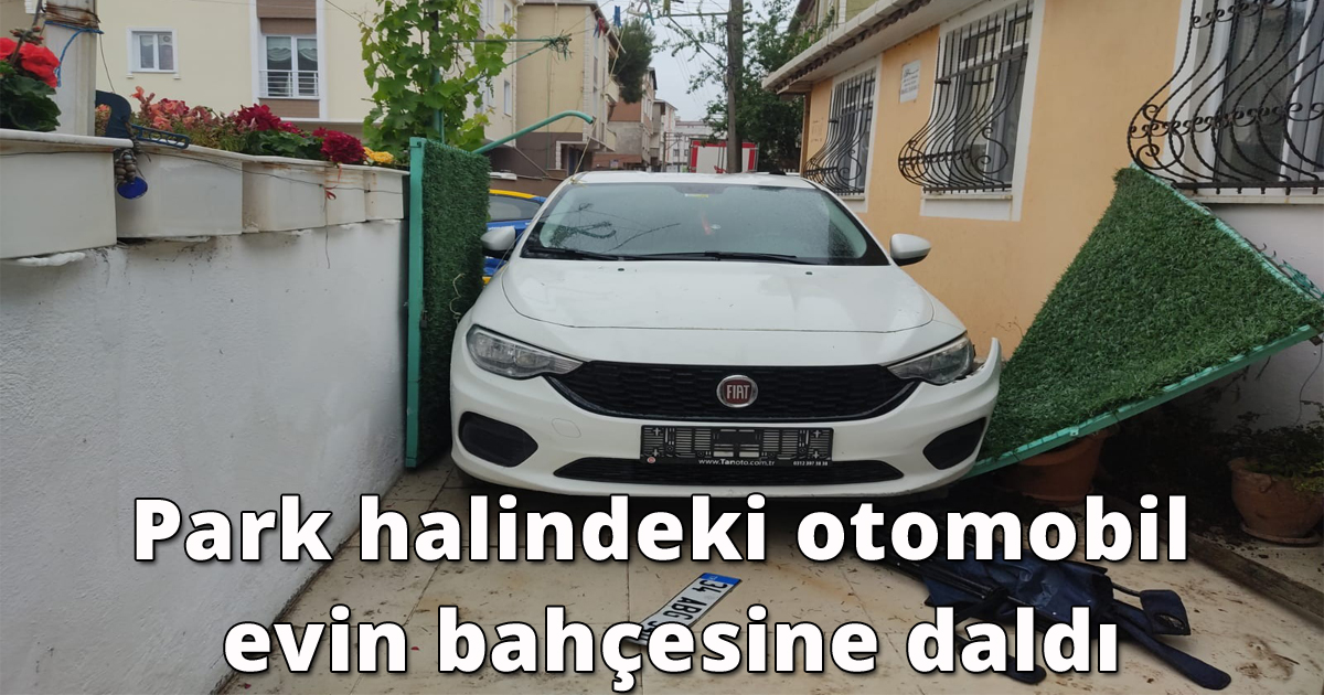 Park halindeki otomobil evin bahçesine daldı