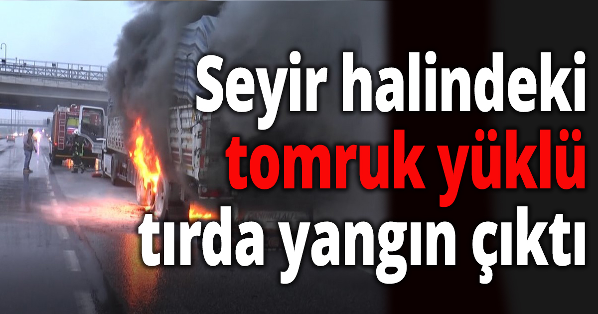  Tomruk yüklü tırda çıkan yangın korkuttu