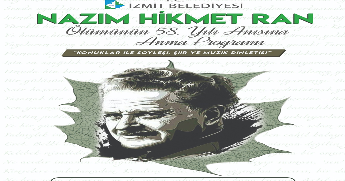 İzmit Belediyesi Nazım Hikmet’i anacak