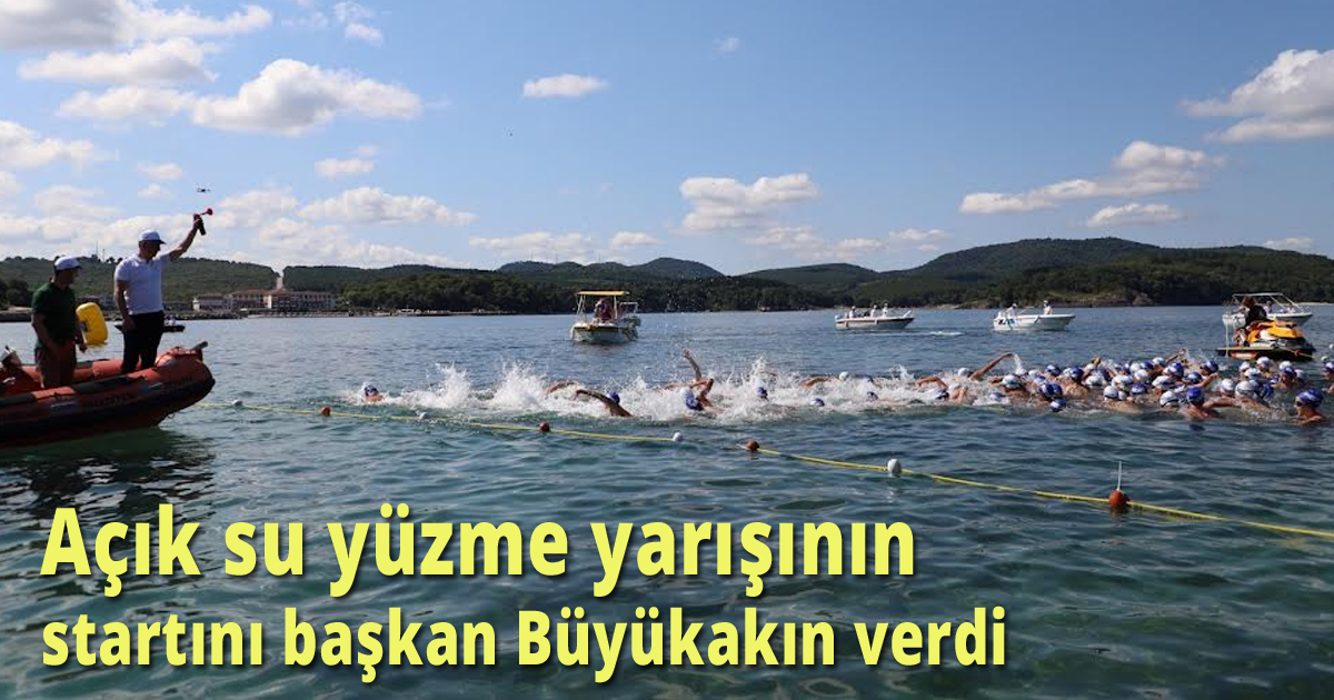 Açık su yüzme yarışının startını başkan Büyükakın verdi