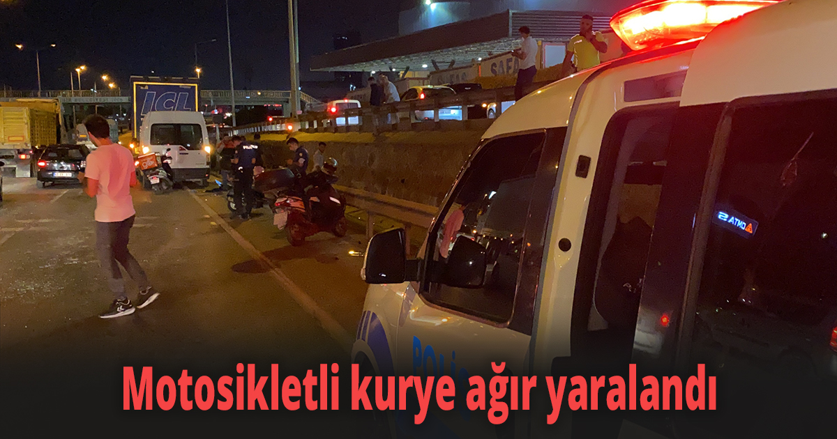 D-100 ‘de otomobil ile çarpışan motosikletli kurye ağır yaralandı