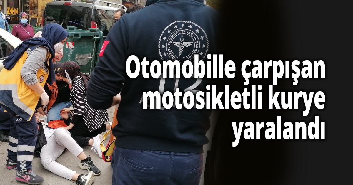 Otomobille çarpışan motosikletli kurye yaralandı
