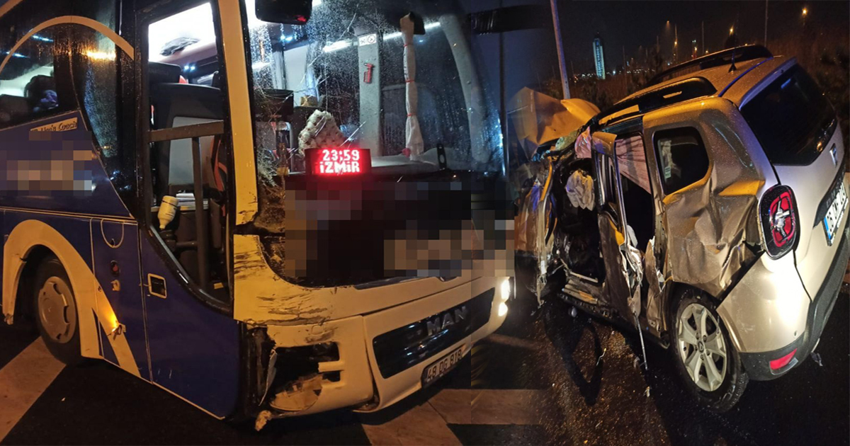 TEM’de yolcu otobüsü ile otomobil çarpıştı
