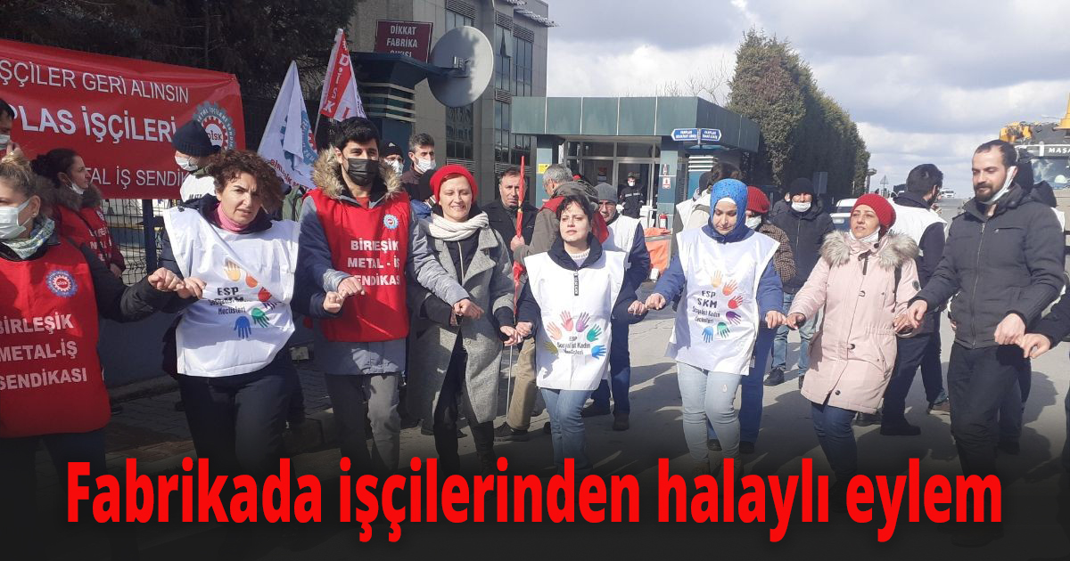 Fabrikada işçilerinden halaylı eylem