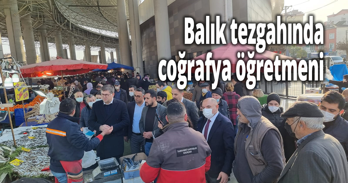 Balık tezgahında coğrafya öğretmeni