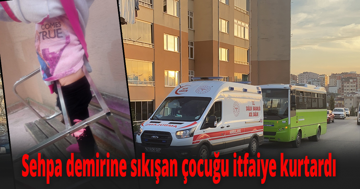 Sehpa demirine sıkışan çocuğu itfaiye kurtardı