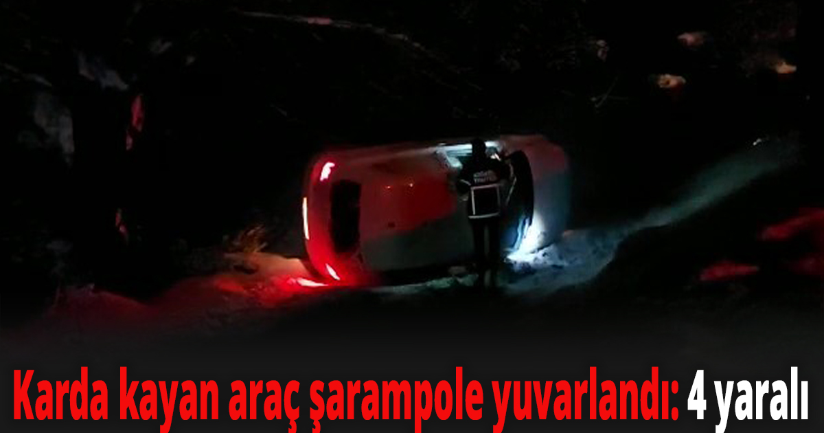 Karda kayan araç şarampole yuvarlandı