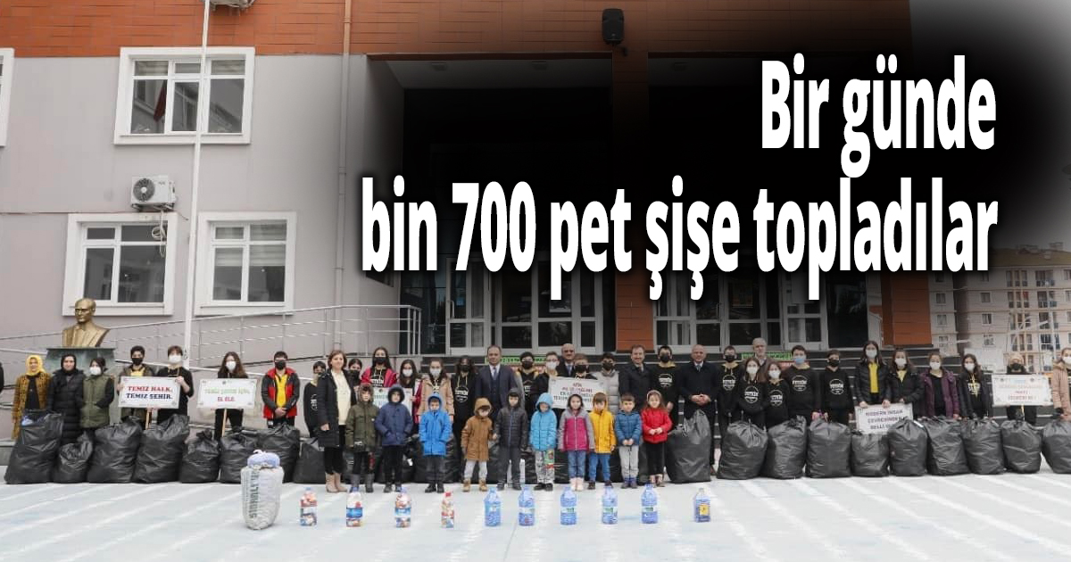 Bir günde bin 700 pet şişe topladılar