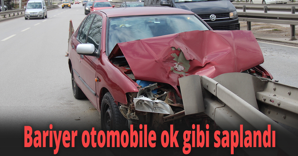 Bariyer otomobile ok gibi saplandı