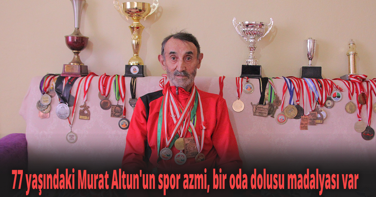 77 yaşındaki Murat Altun'un spor azmi, bir oda dolusu madalyası var
