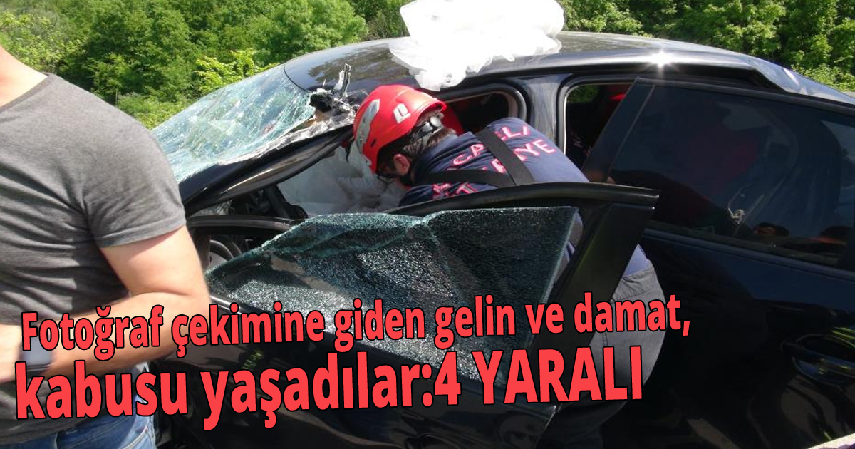  Fotoğraf çekimine giden gelin ve damat, kazada yaralandı