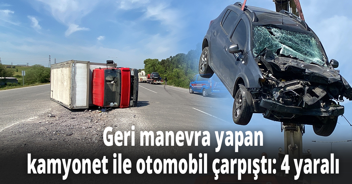 Geri manevra yapan kamyonet ile otomobil çarpıştı