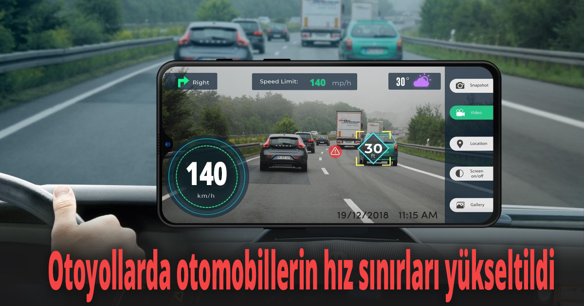 Otoyollarda otomobillerin hız sınırları yükseltildi