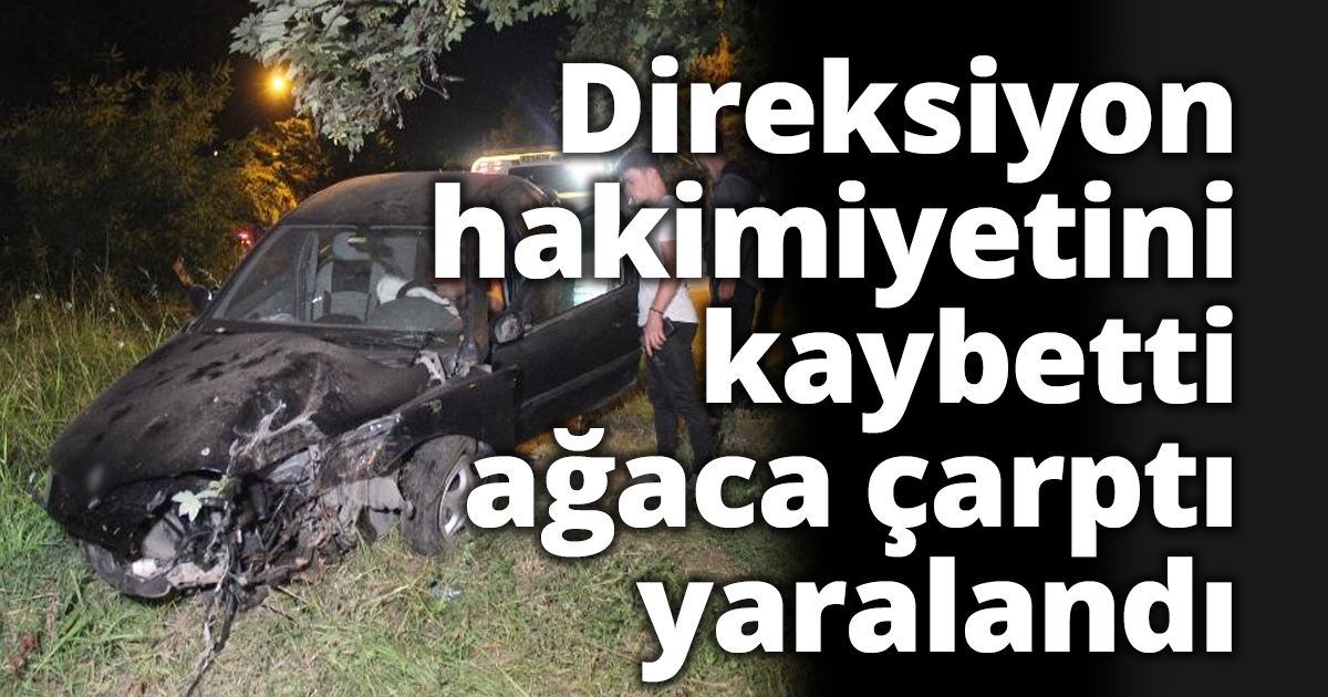 Ağaca çarpan otomobil, toprak zemine girerek durabildi