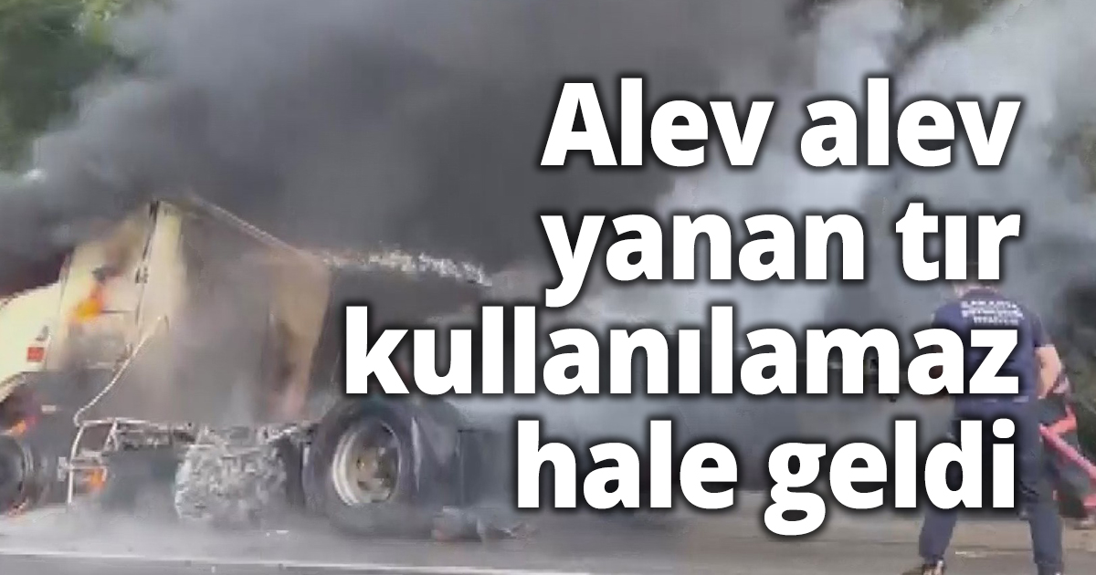 Tır alevlere teslim oldu