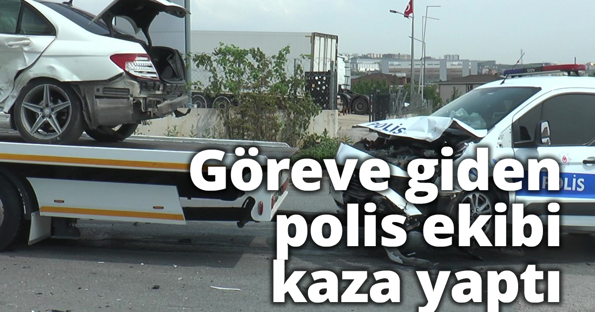 Göreve giden polis ekibi kaza yaptı