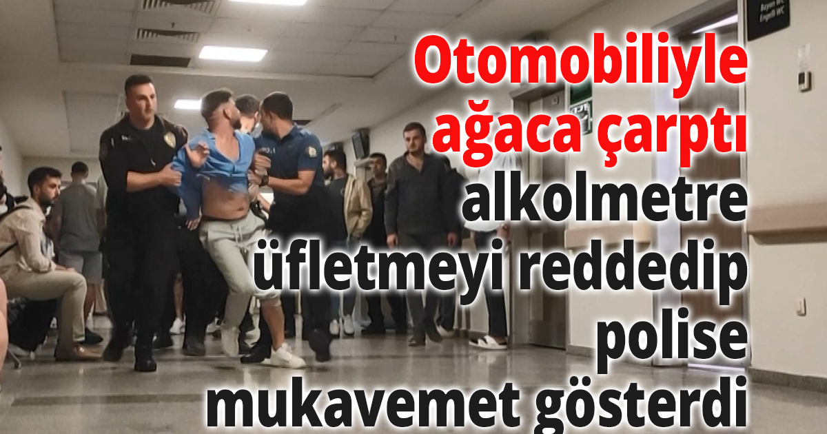 Otomobiliyle ağaca çarptı
