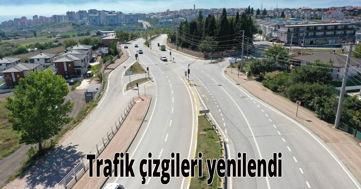 Prof. Dr. Baki Komsuoğlu bulvarında trafik çizgileri yenilendi