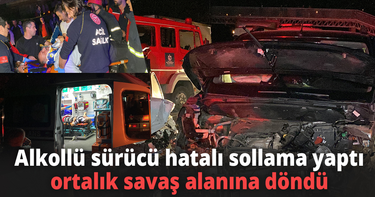 Alkollü sürücü hatalı sollama yaptı, ortalık savaş alanına döndü