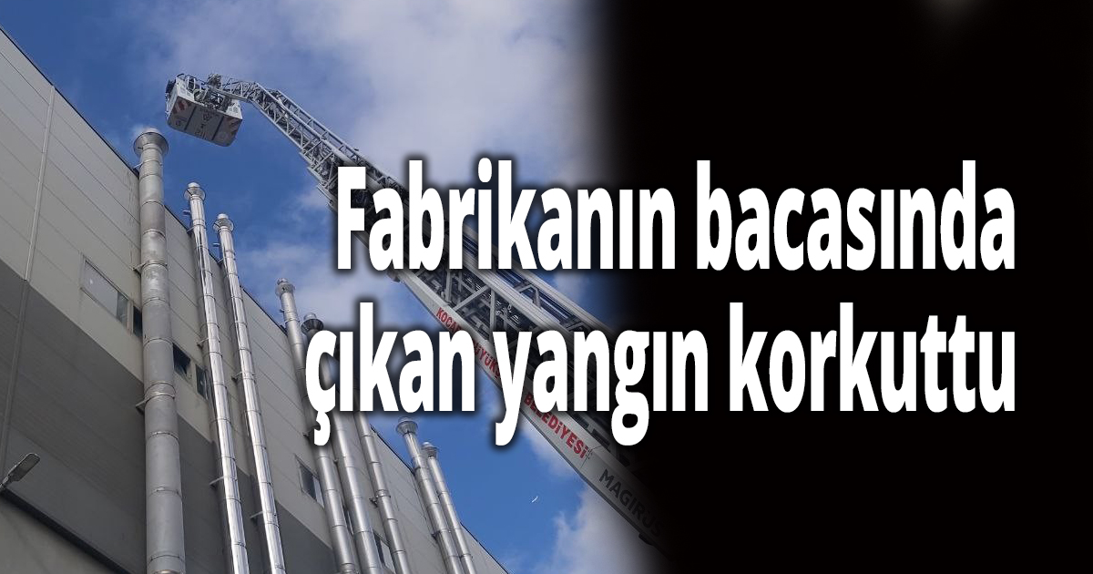 Fabrikanın bacasında çıkan yangın korkuttu