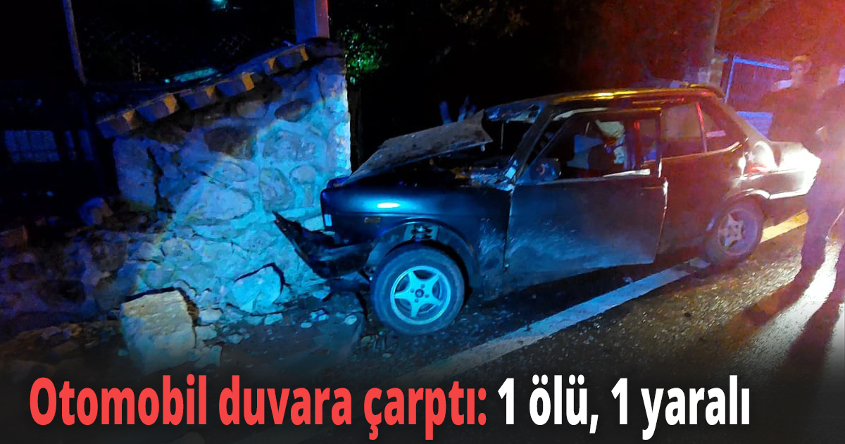 Otomobil yoldan çıkıp duvara çarptı: 1 ölü, 1 yaralı