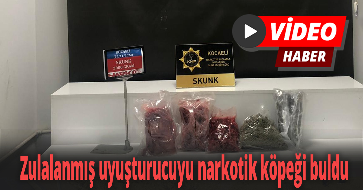 Zulalanmış uyuşturucuyu narkotik köpeği buldu