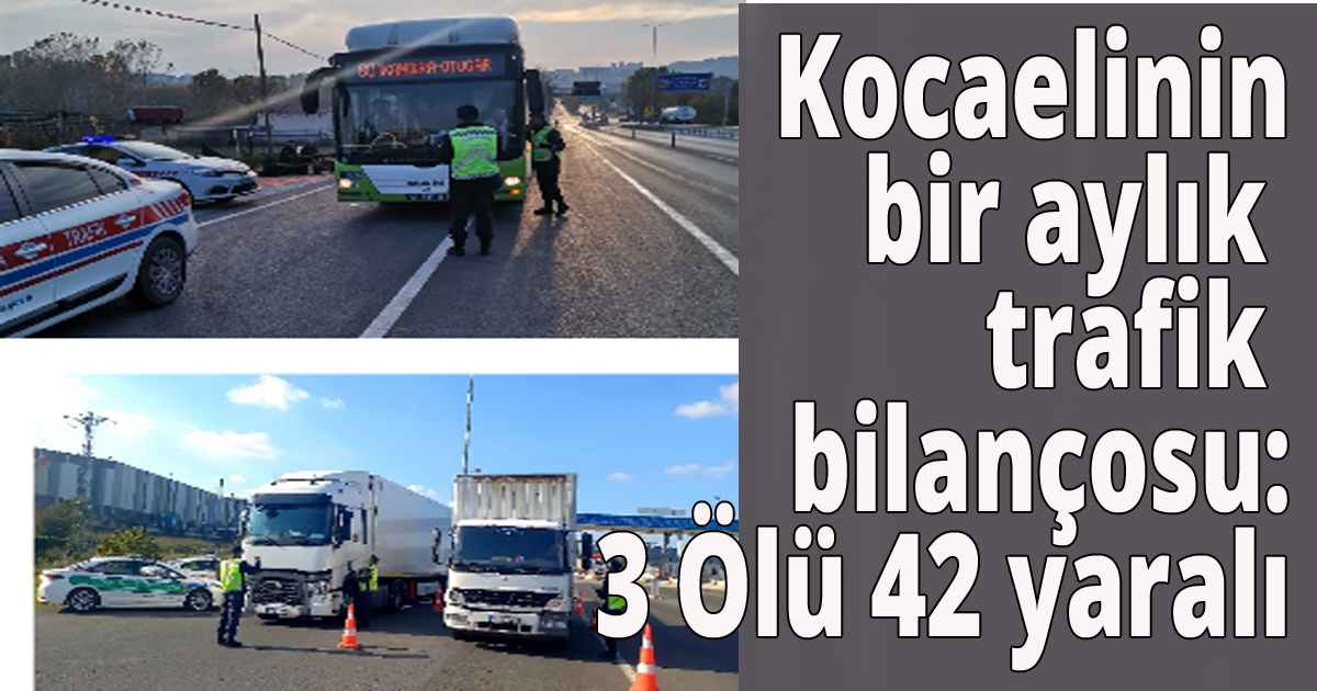 Kocaelinin bir aylık  trafik bilançosu:3 Ölü 42 yaralı