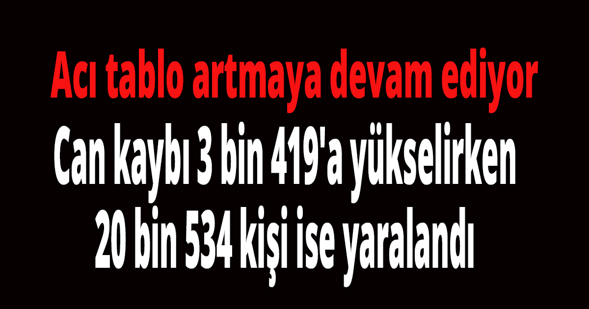 Acı tablo artmaya devam ediyor