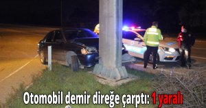 Otomobil demir direğe çarptı