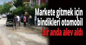 Otomobil bir anda alev aldı