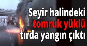  Tomruk yüklü tırda çıkan yangın korkuttu