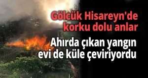 Ahırda çıkan yangın evi de küle çeviriyordu