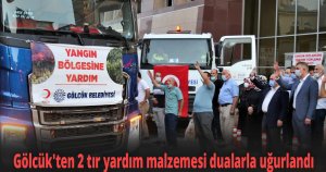 Gölcük'ten 2 tır yardım malzemesi dualarla uğurlandı