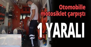 Otomobille motosiklet çarpıştı