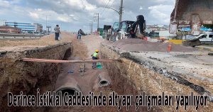 Derince İstiklal Caddesi’nde altyapı çalışmaları yapılıyor