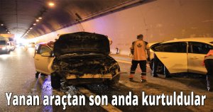 Yanan araçtan son anda kurtuldular