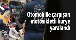 Otomobille çarpışan motosikletli kurye yaralandı