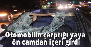 Otomobilin çarptığı yaya ön camdan içeri girdi