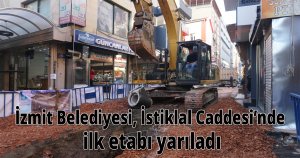 İzmit Belediyesi, İstiklal Caddesi’nde ilk etabı yarıladı